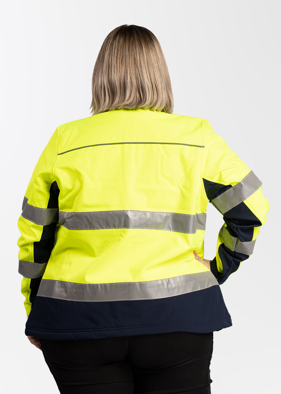 Hi vis women's taped soft shell jacket