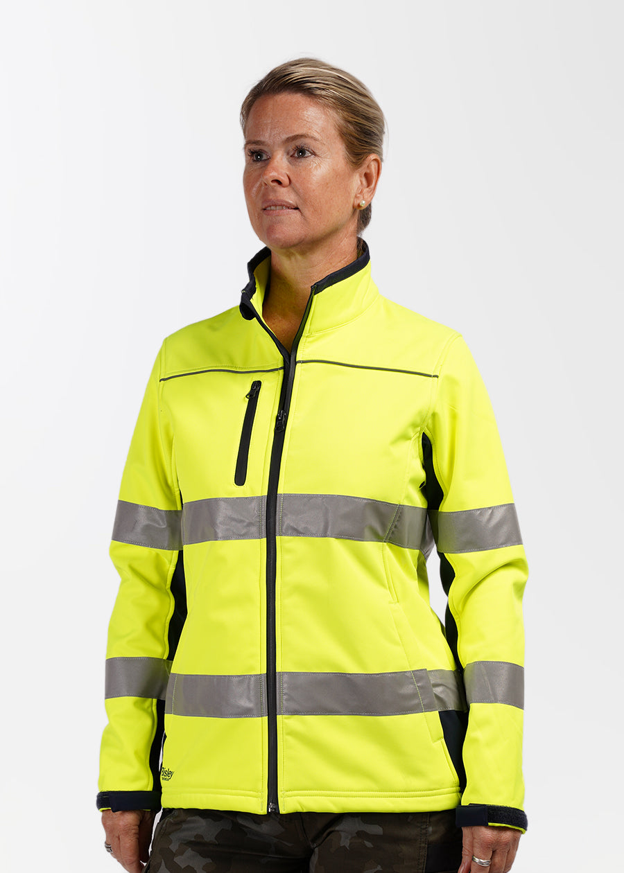 Hi vis women's taped soft shell jacket