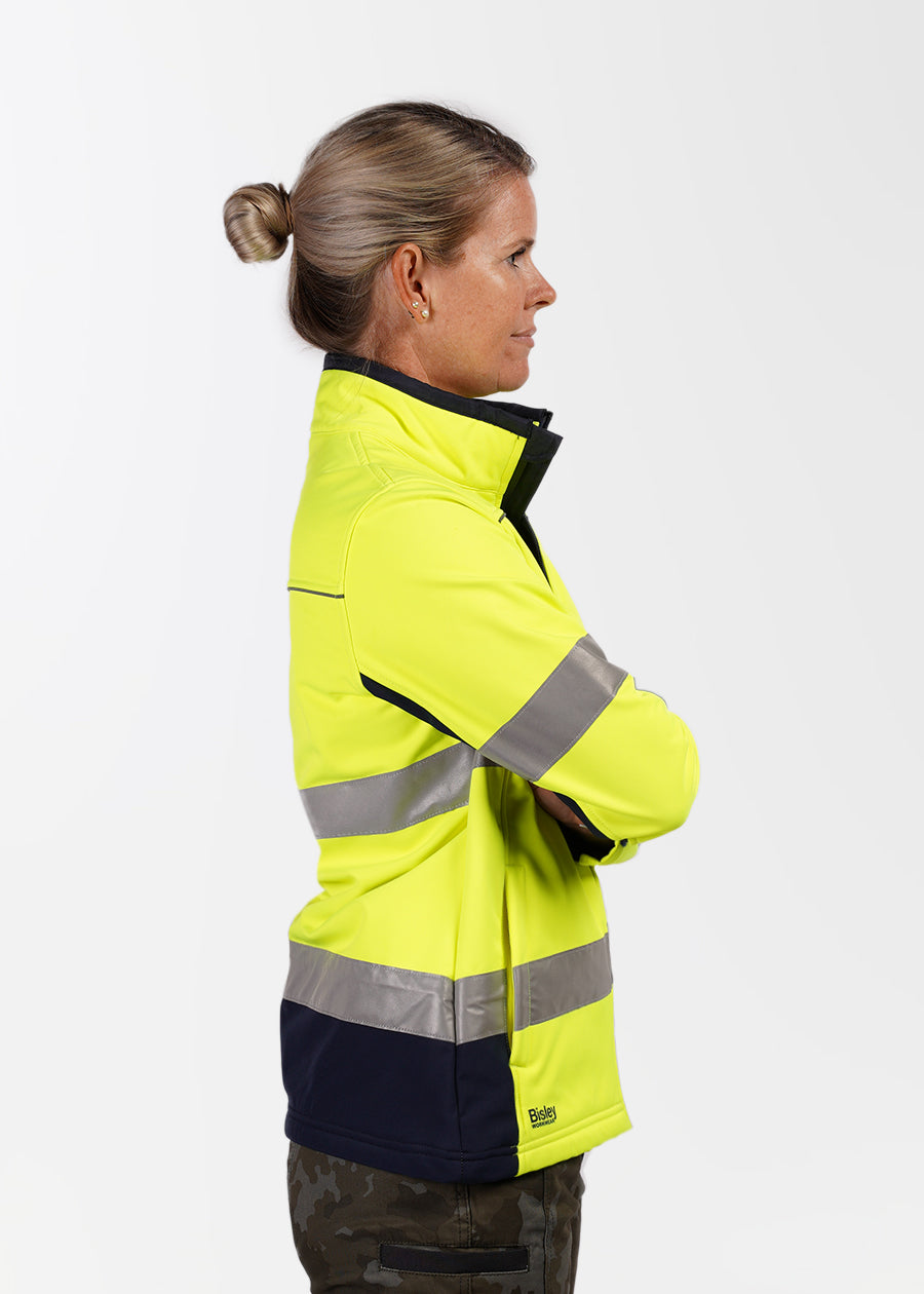 Hi vis women's taped soft shell jacket