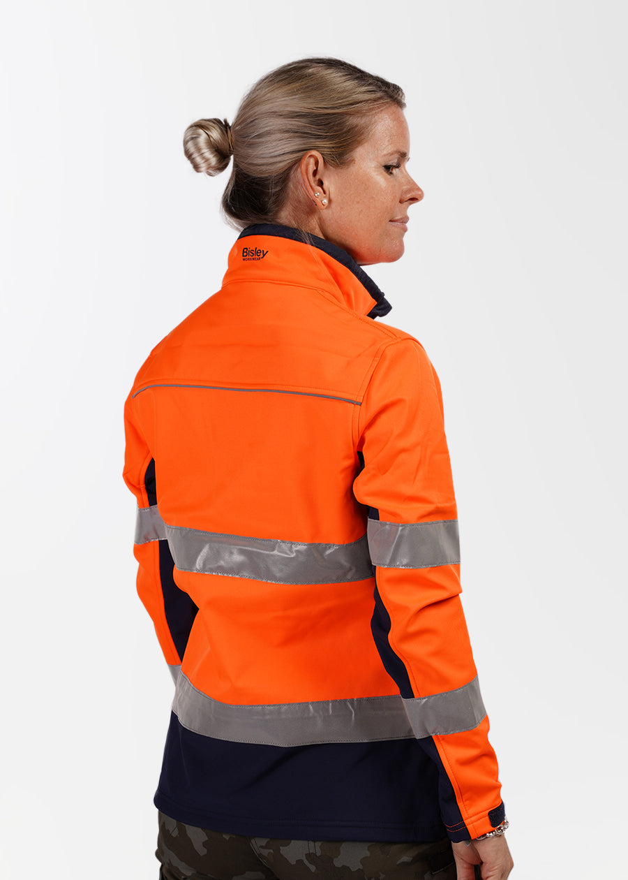 Hi vis women's taped soft shell jacket