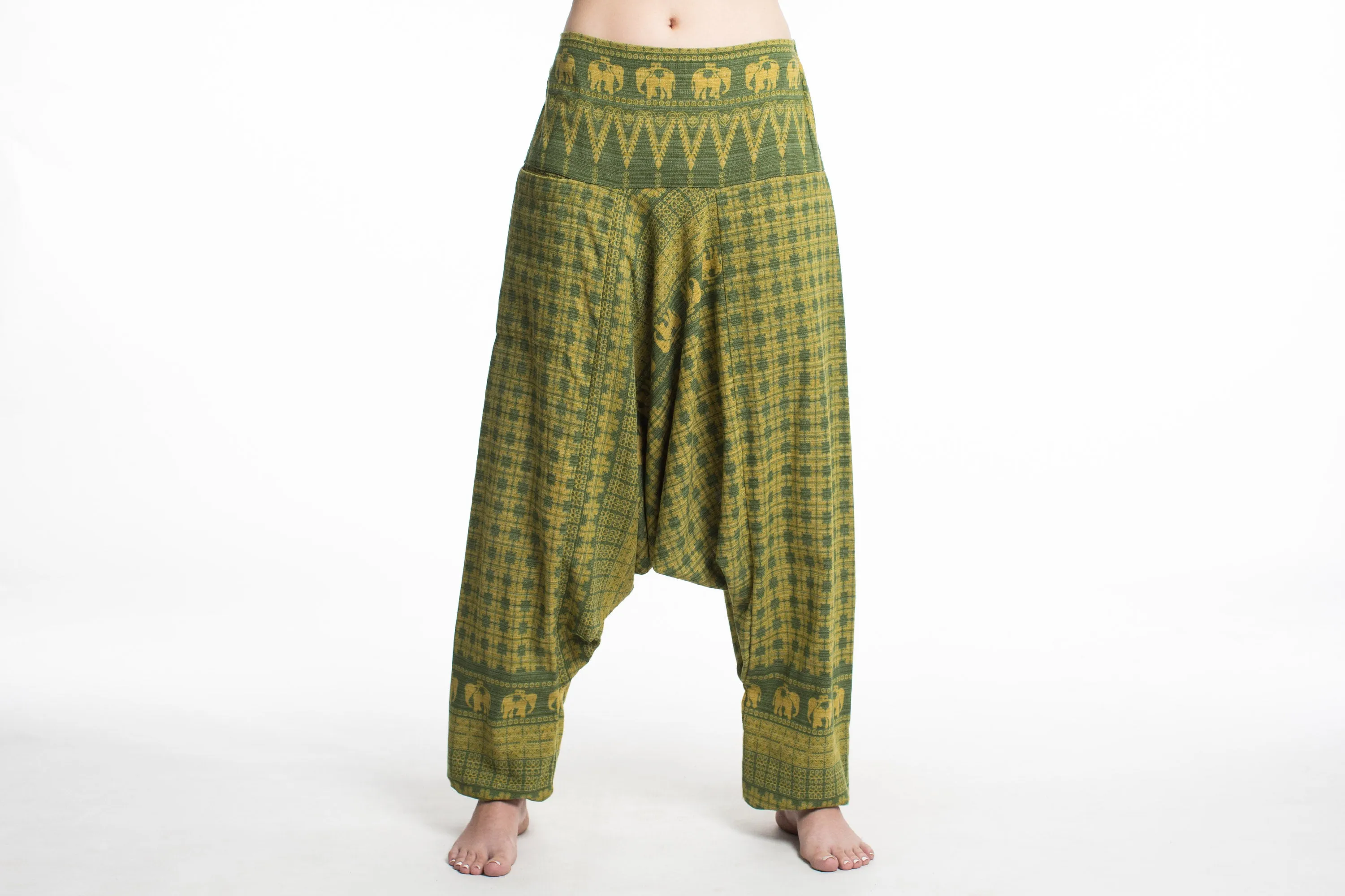 Hill Tribe Elephant Women's Elephant Pants in Green