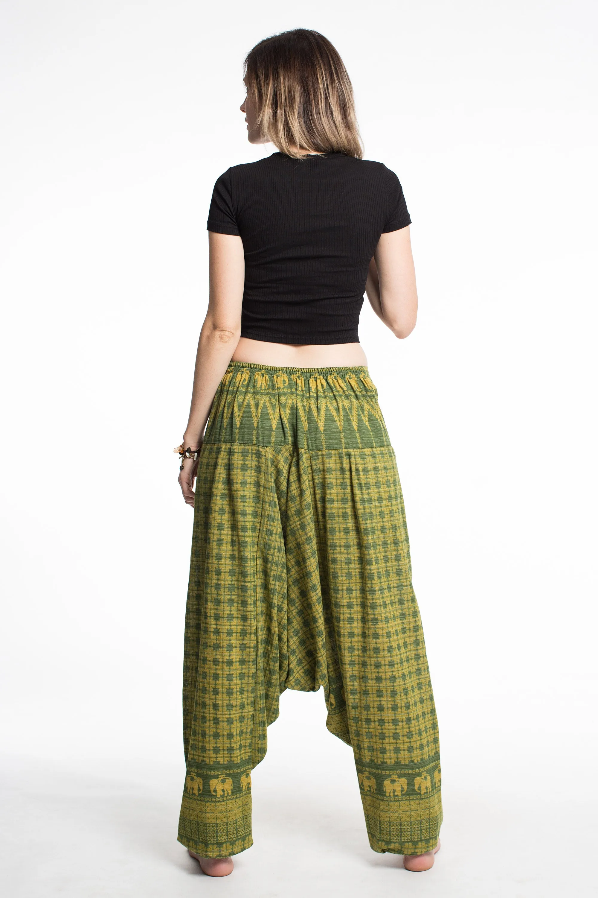 Hill Tribe Elephant Women's Elephant Pants in Green