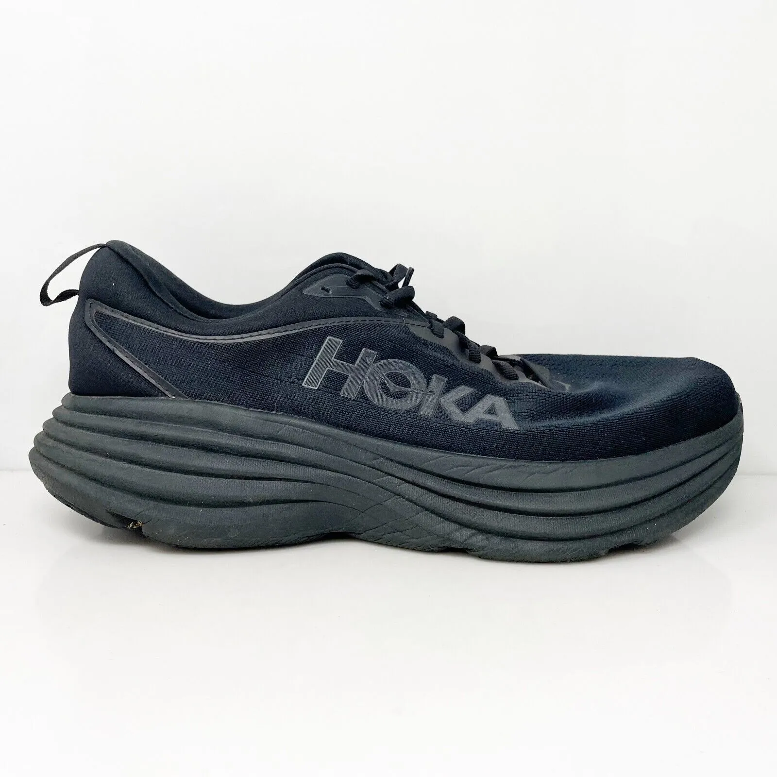 Hoka One One Mens Bondi 8 1127953 BBLC Black Running Shoes Sneakers Size 13 2E