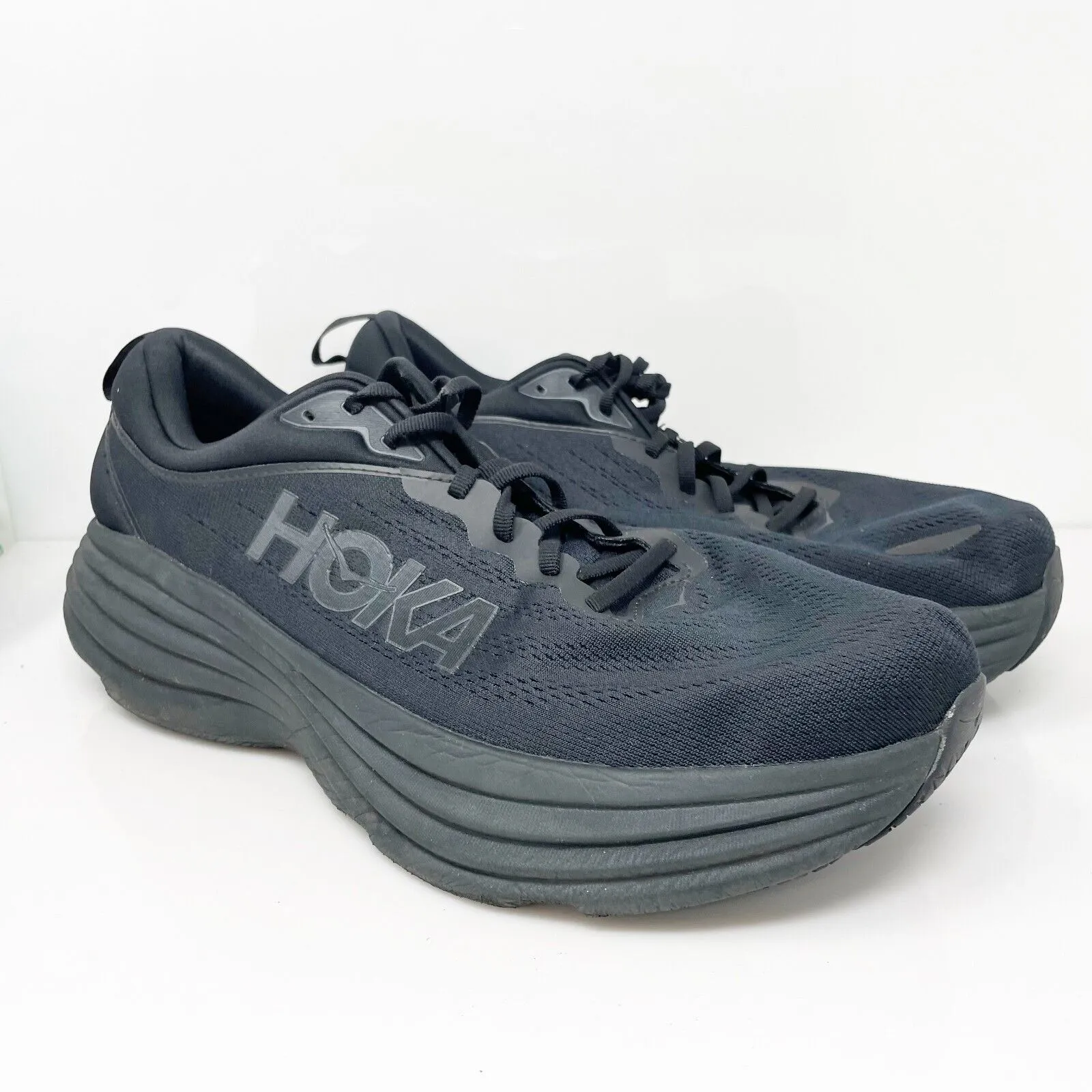 Hoka One One Mens Bondi 8 1127953 BBLC Black Running Shoes Sneakers Size 13 2E