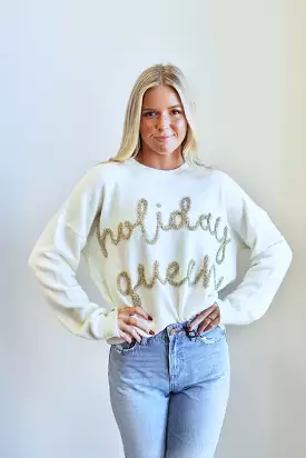 Holiday Queen Tensile Scripted Sweater