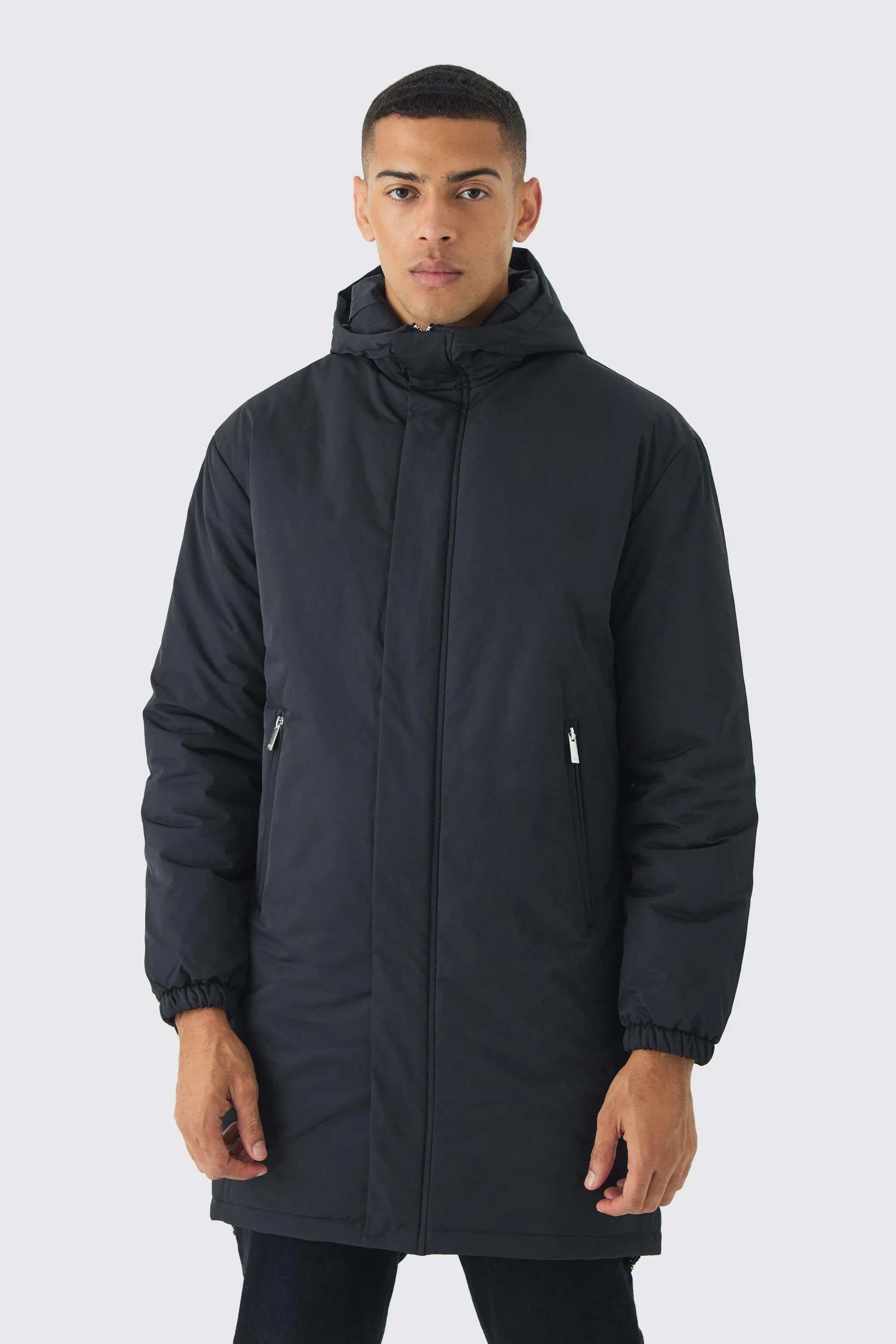 Hooded Padded Parka In Black