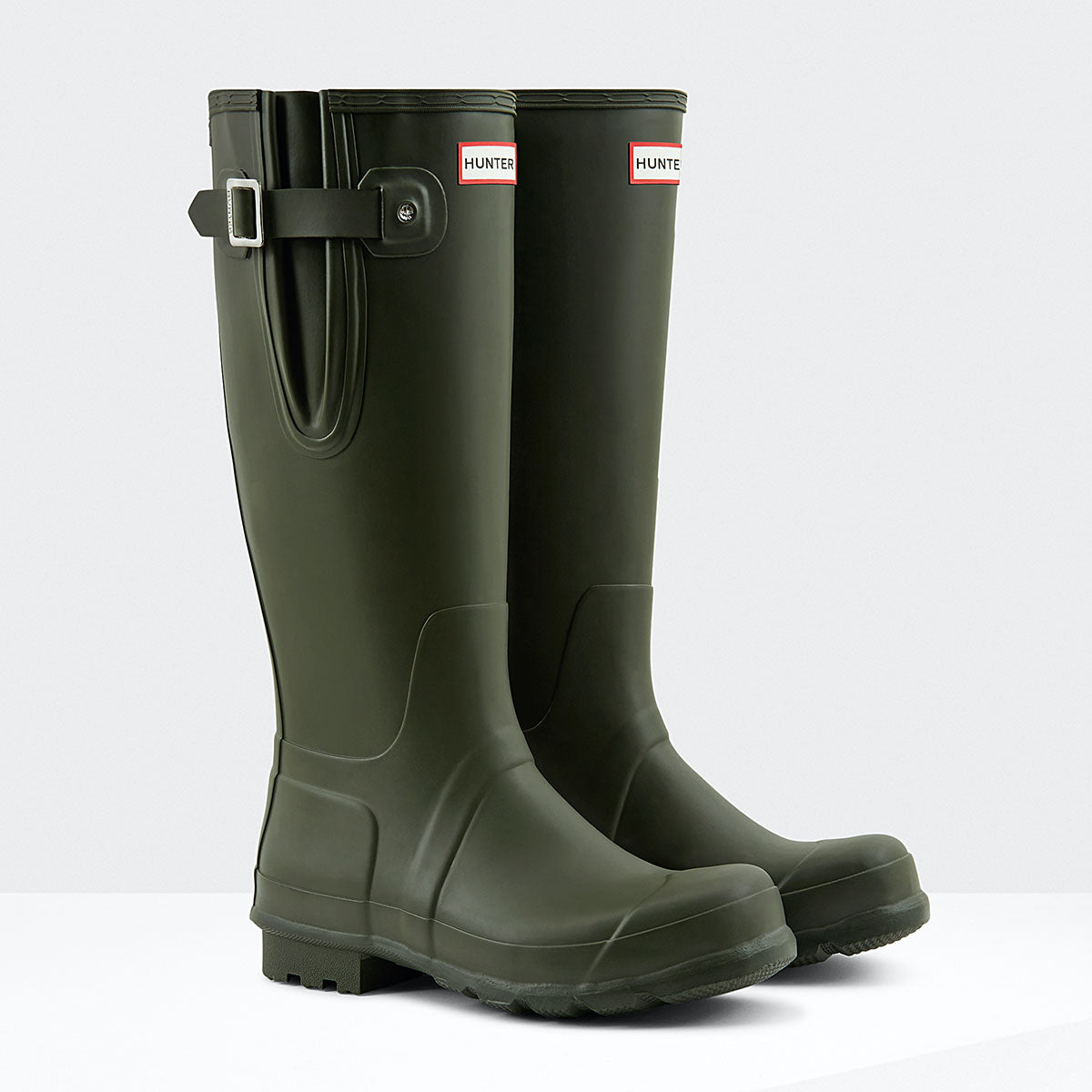 Hunter Men's Original Tall Side Adjustable Wellington Boots in Dark Olive