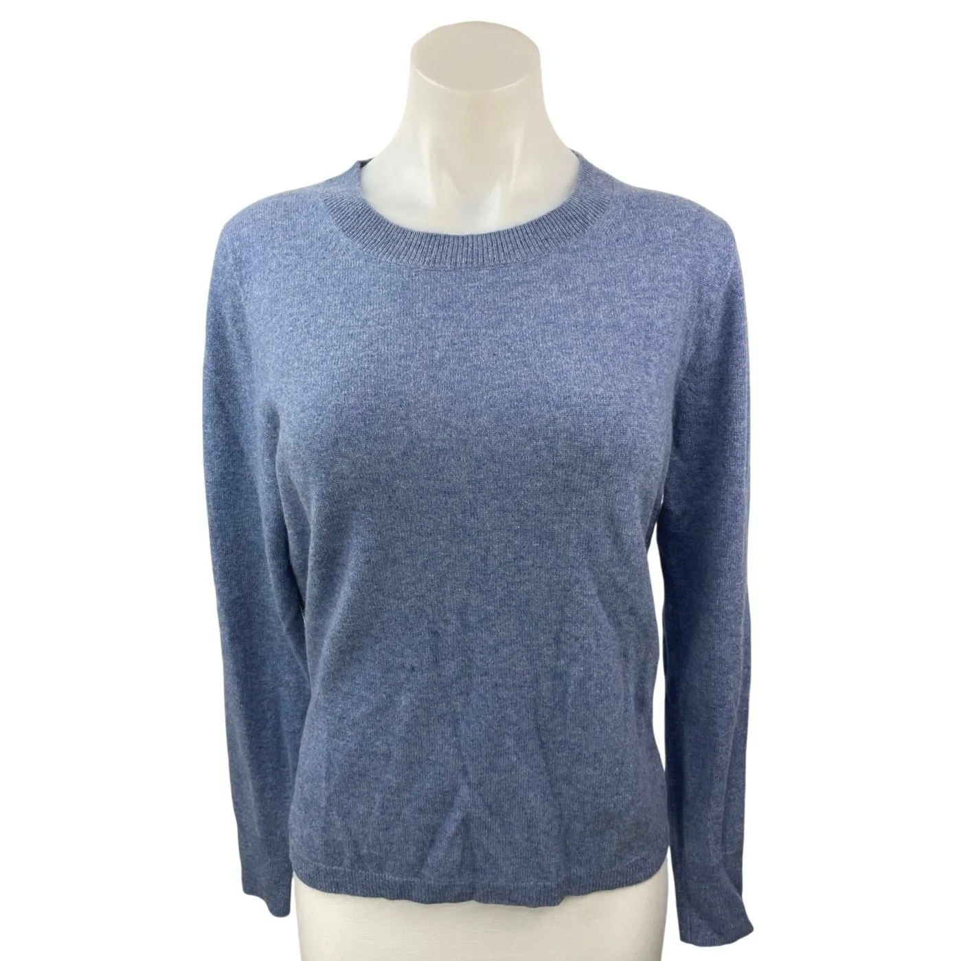 J.Crew Women's Blue Crewneck Pullover 100% Cashmere Knit Sweater Top Size L