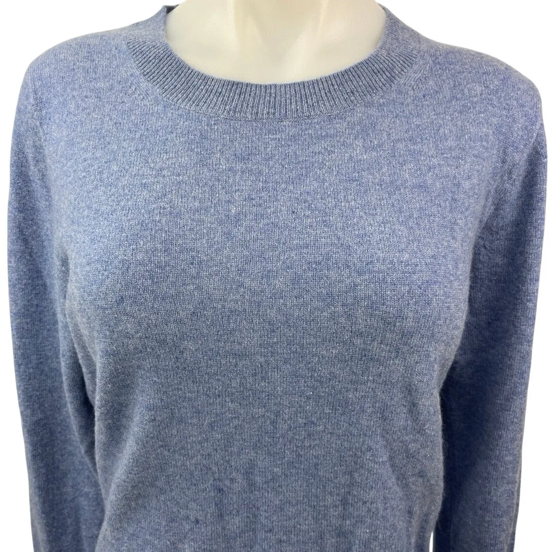 J.Crew Women's Blue Crewneck Pullover 100% Cashmere Knit Sweater Top Size L