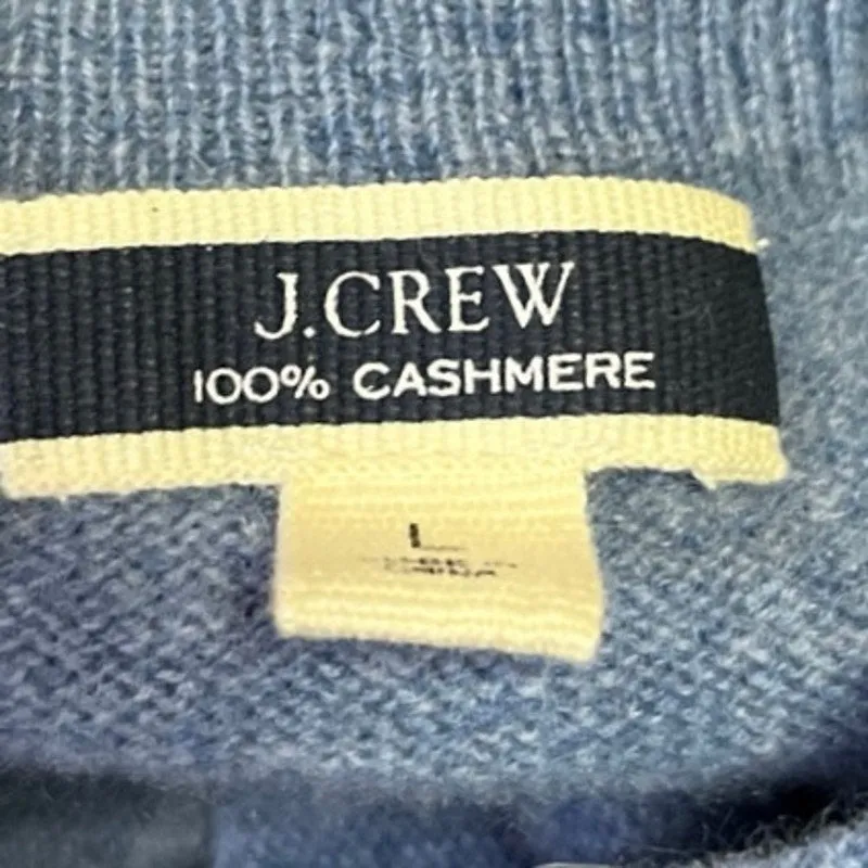 J.Crew Women's Blue Crewneck Pullover 100% Cashmere Knit Sweater Top Size L