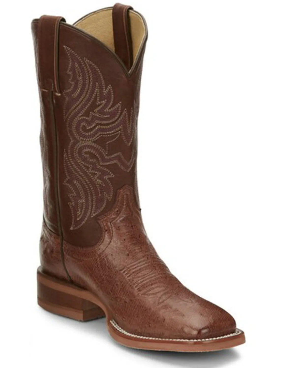 Justin Boots Women's Smooth Ostrich Western Boots - Broad Square Toe