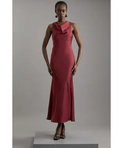 Karen Millen Satin Back Crepe Column Woven Midaxi Dress