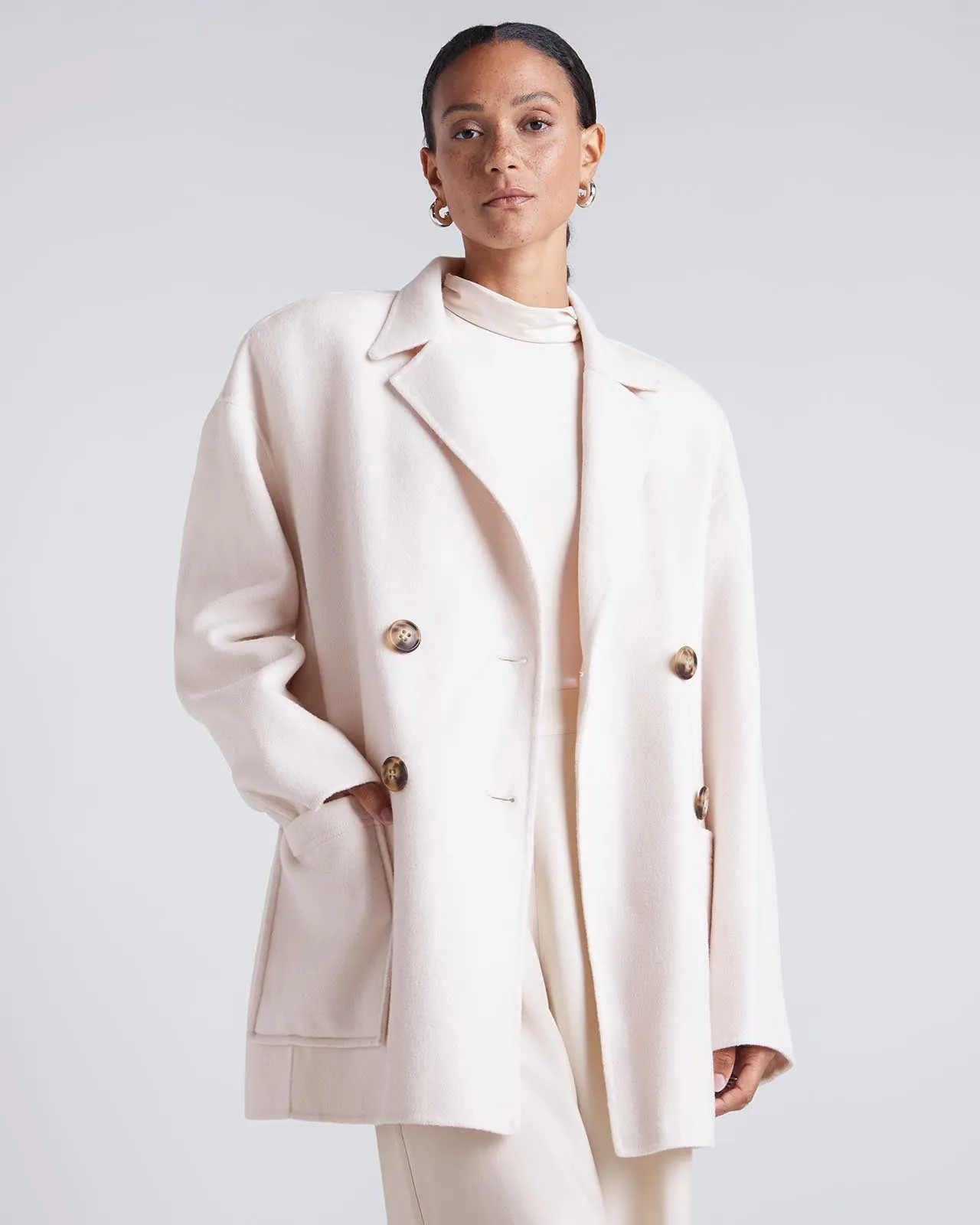 Kate Young x Splendid Wool-Cashmere Double Breasted Coat