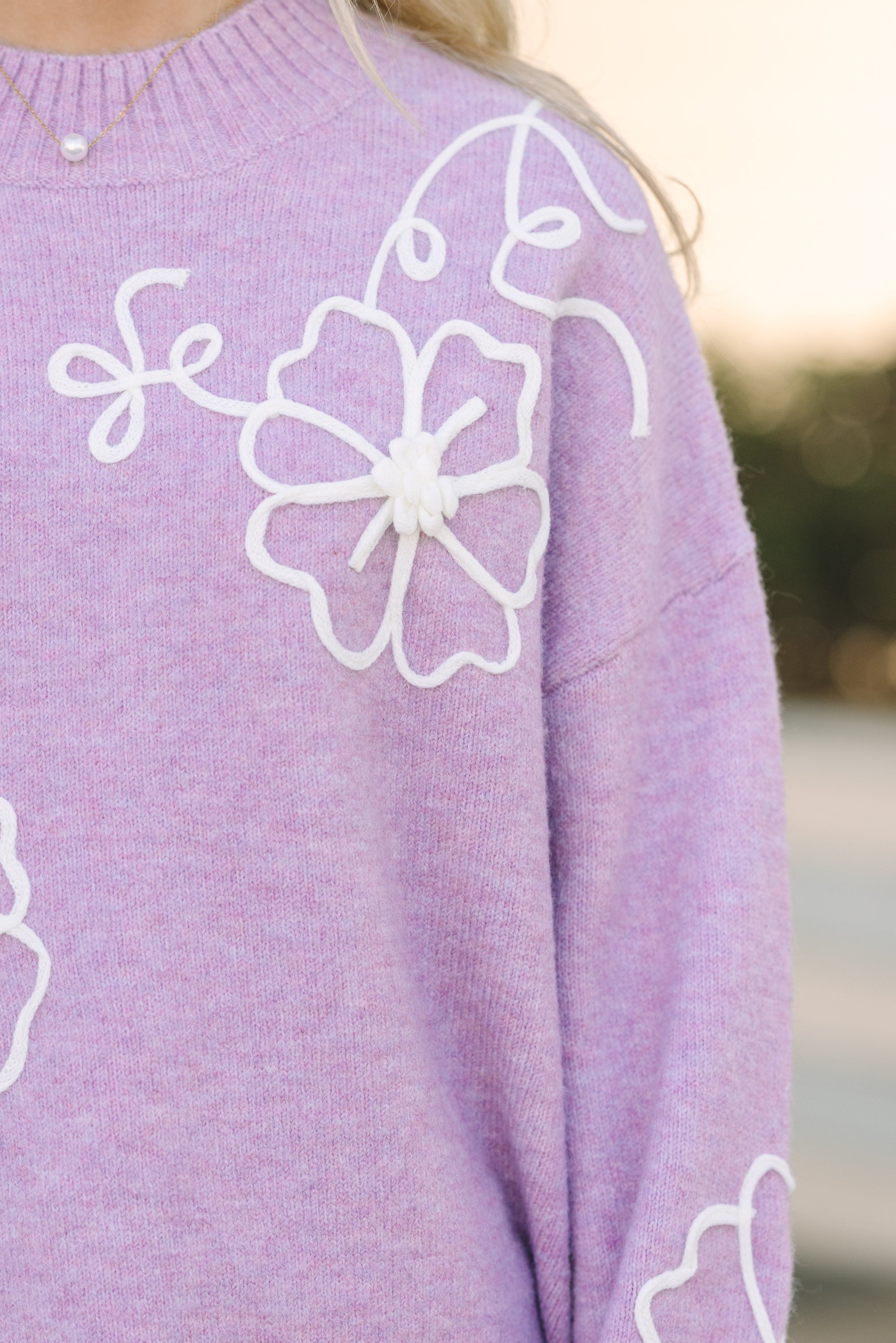 Keep You Close Lavender Purple Floral Sweater