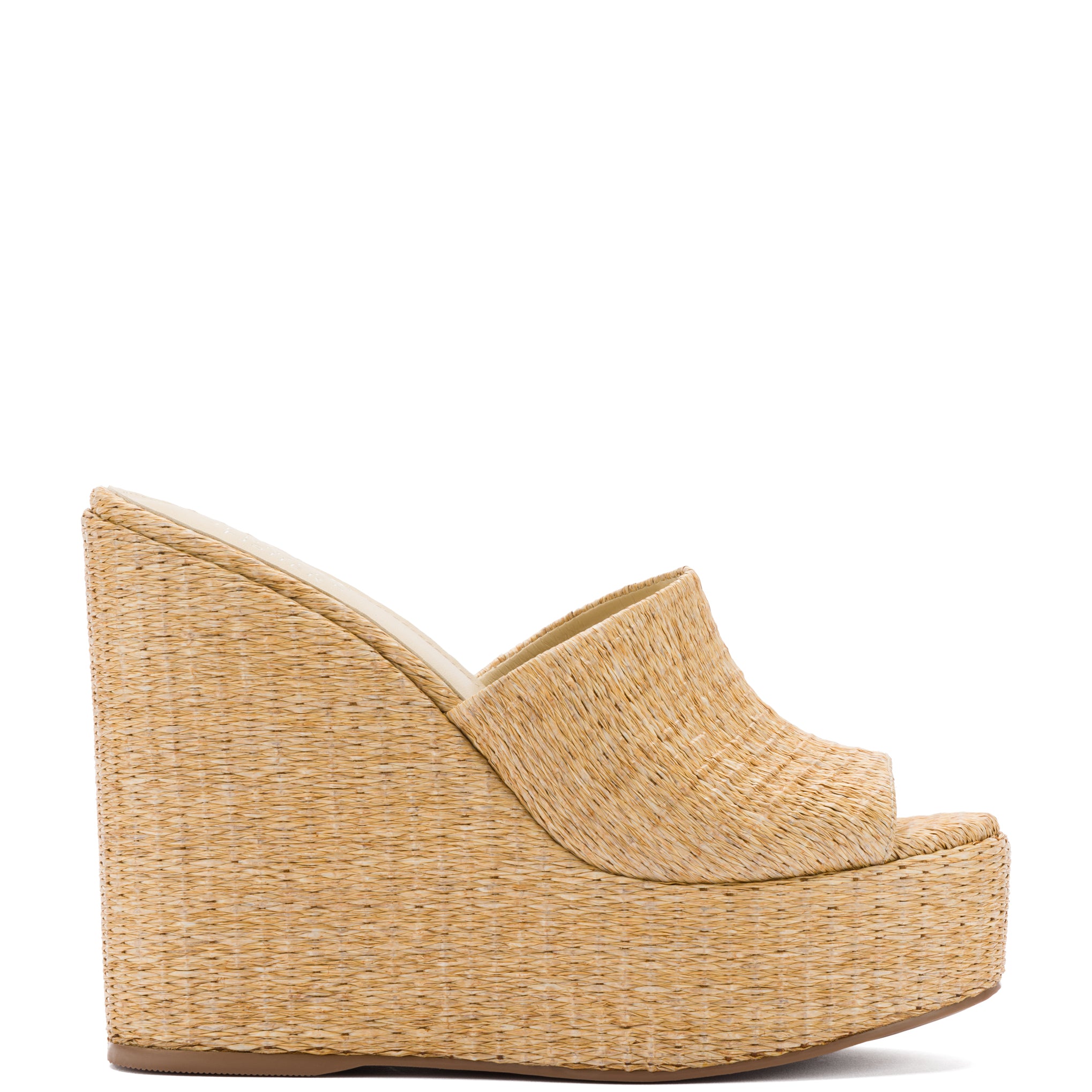 Larroudé x Jennifer Fisher Wedge Mule In Sepia Raffia