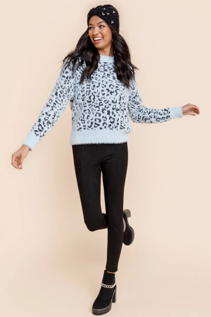 Liza Eyelash Leopard Pullover Sweater