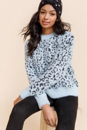 Liza Eyelash Leopard Pullover Sweater