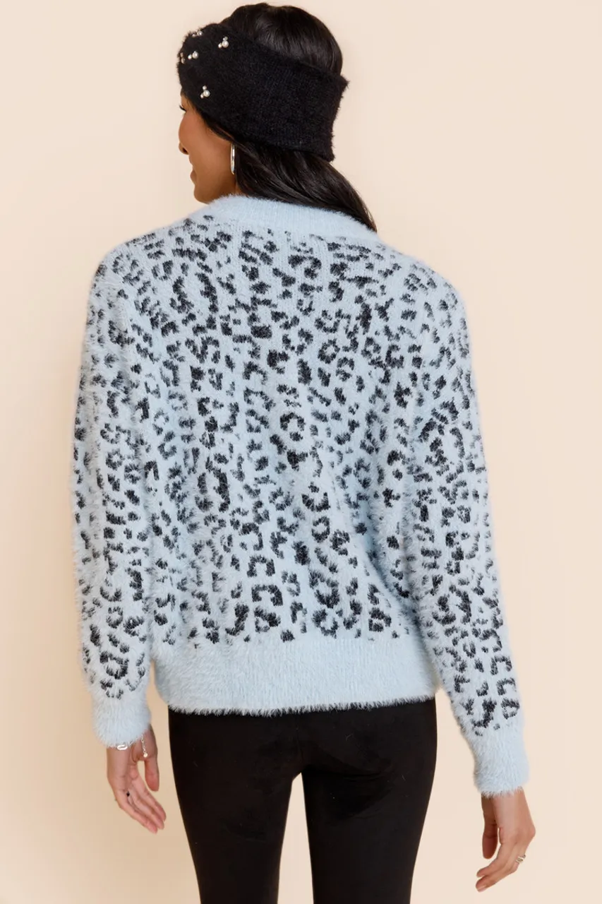 Liza Eyelash Leopard Pullover Sweater