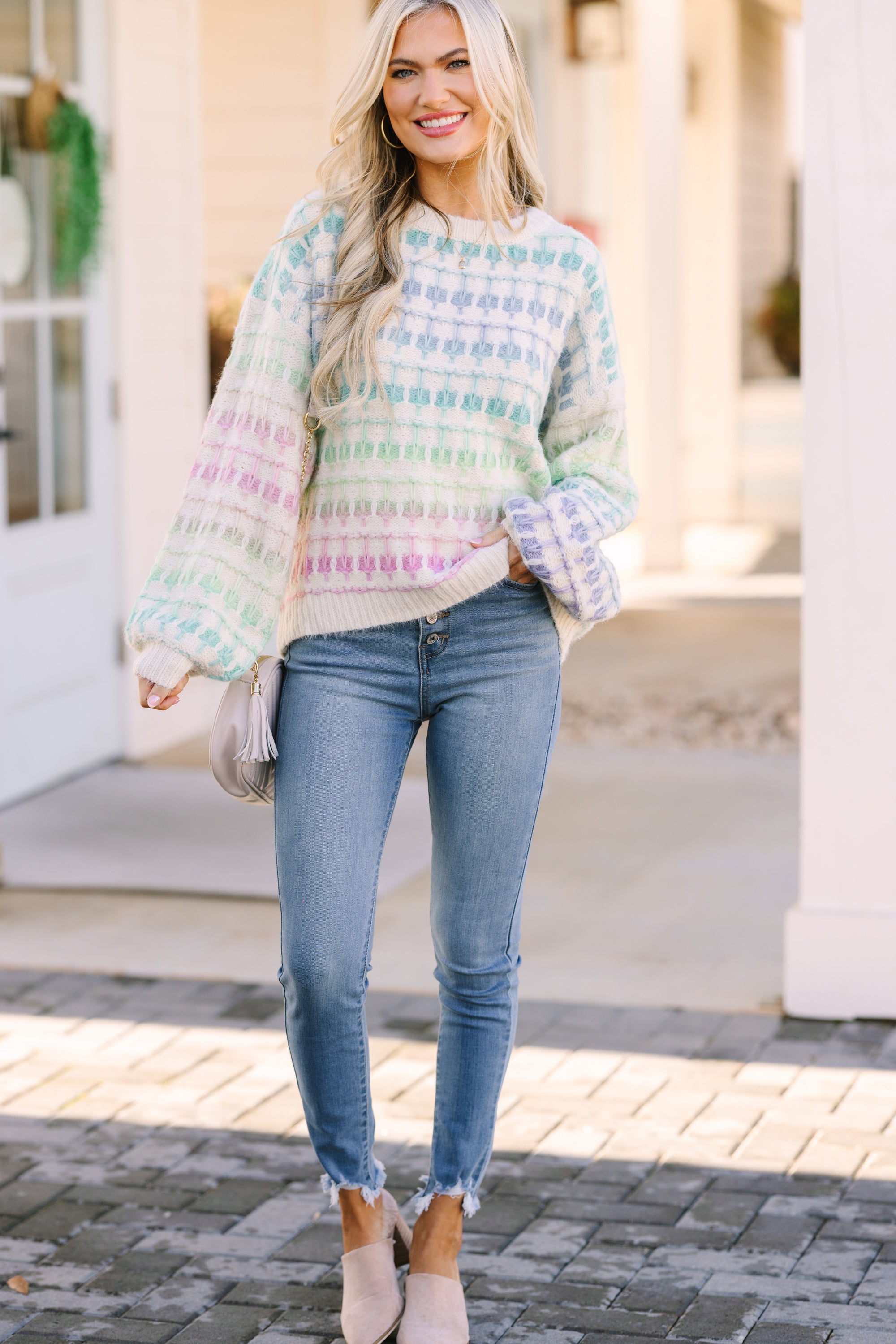 Look At You Ivory Multicolor Sweater