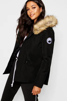 Luxe Faux Fur Sporty Parka Coat