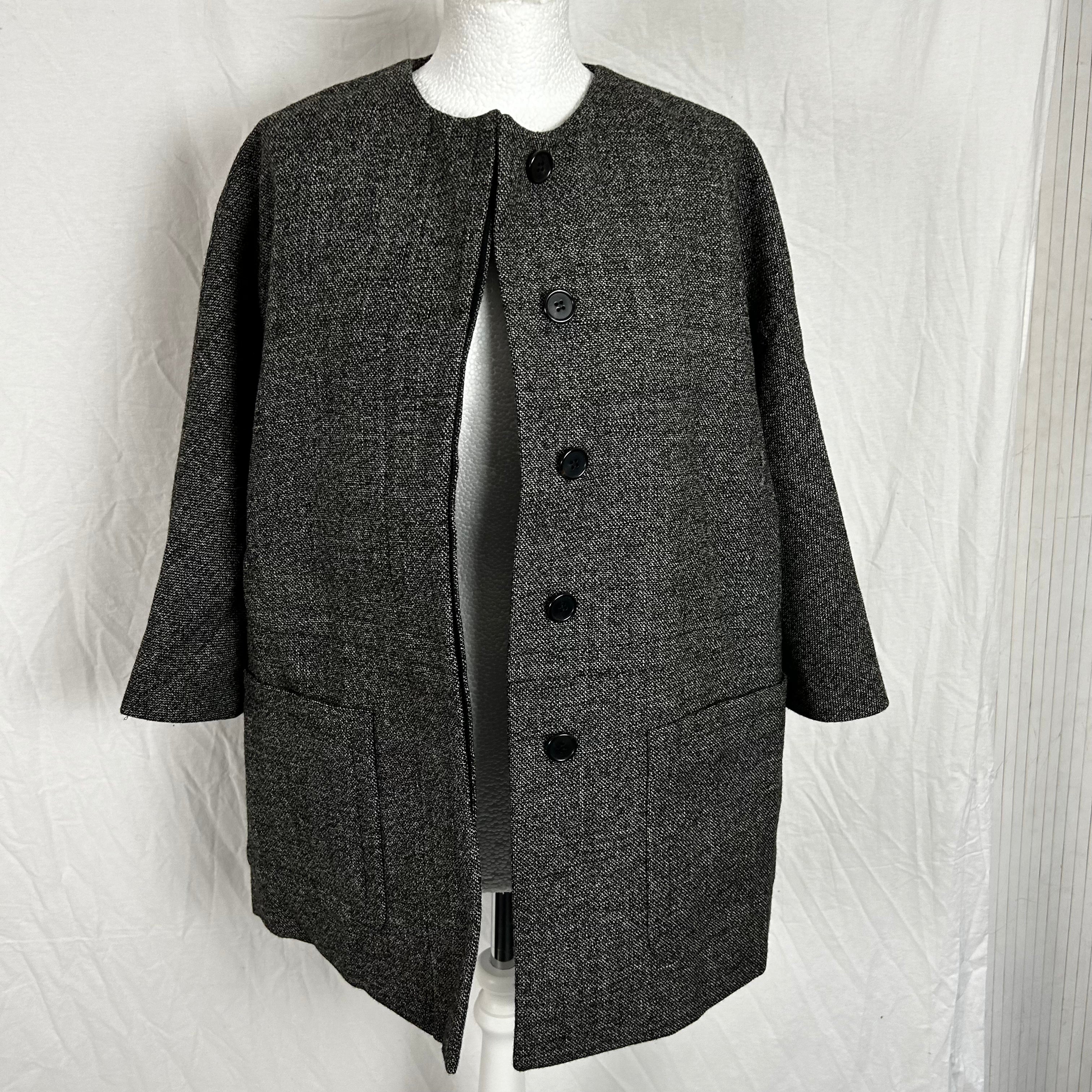 Marni Monochrome Wool Tweed Boxy Jacket XS