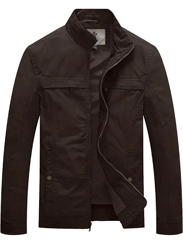 Men's Canvas Military Style Jacket Casual Lightweight Cotton Coat