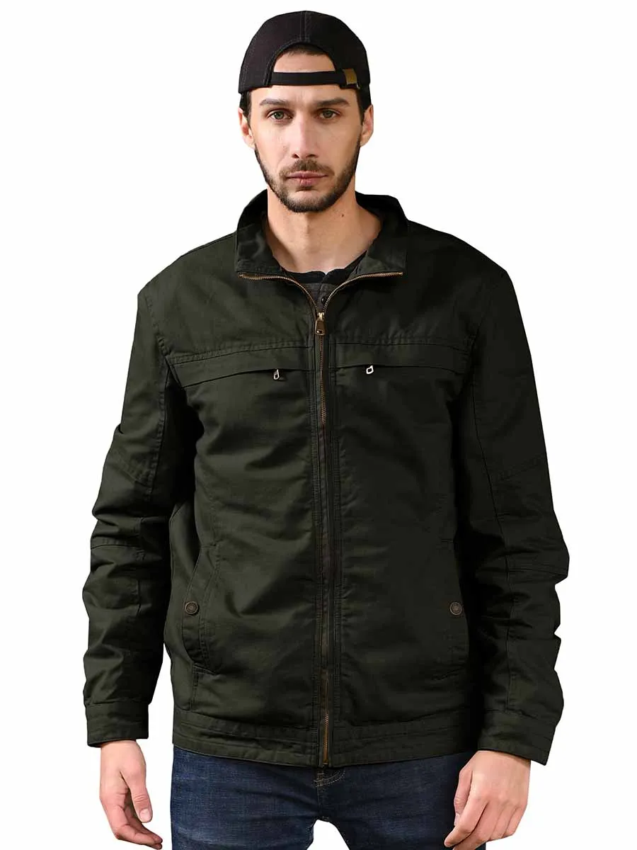 Men's Canvas Military Style Jacket Casual Lightweight Cotton Coat