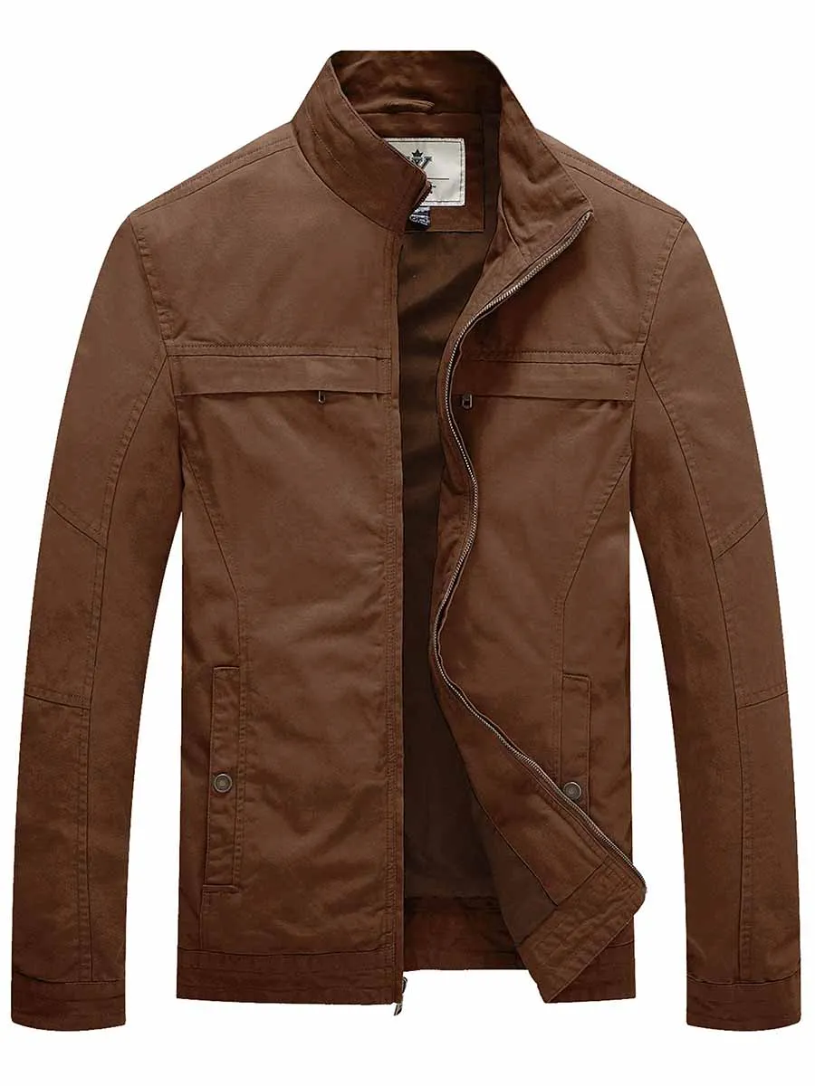 Men's Canvas Military Style Jacket Casual Lightweight Cotton Coat