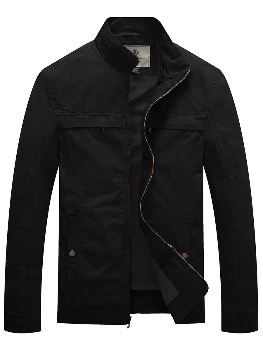 Men's Canvas Military Style Jacket Casual Lightweight Cotton Coat