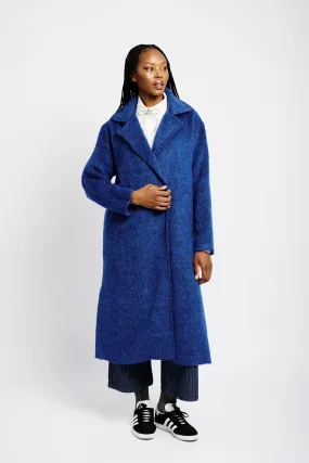 Mohair Melton Coat in Blue