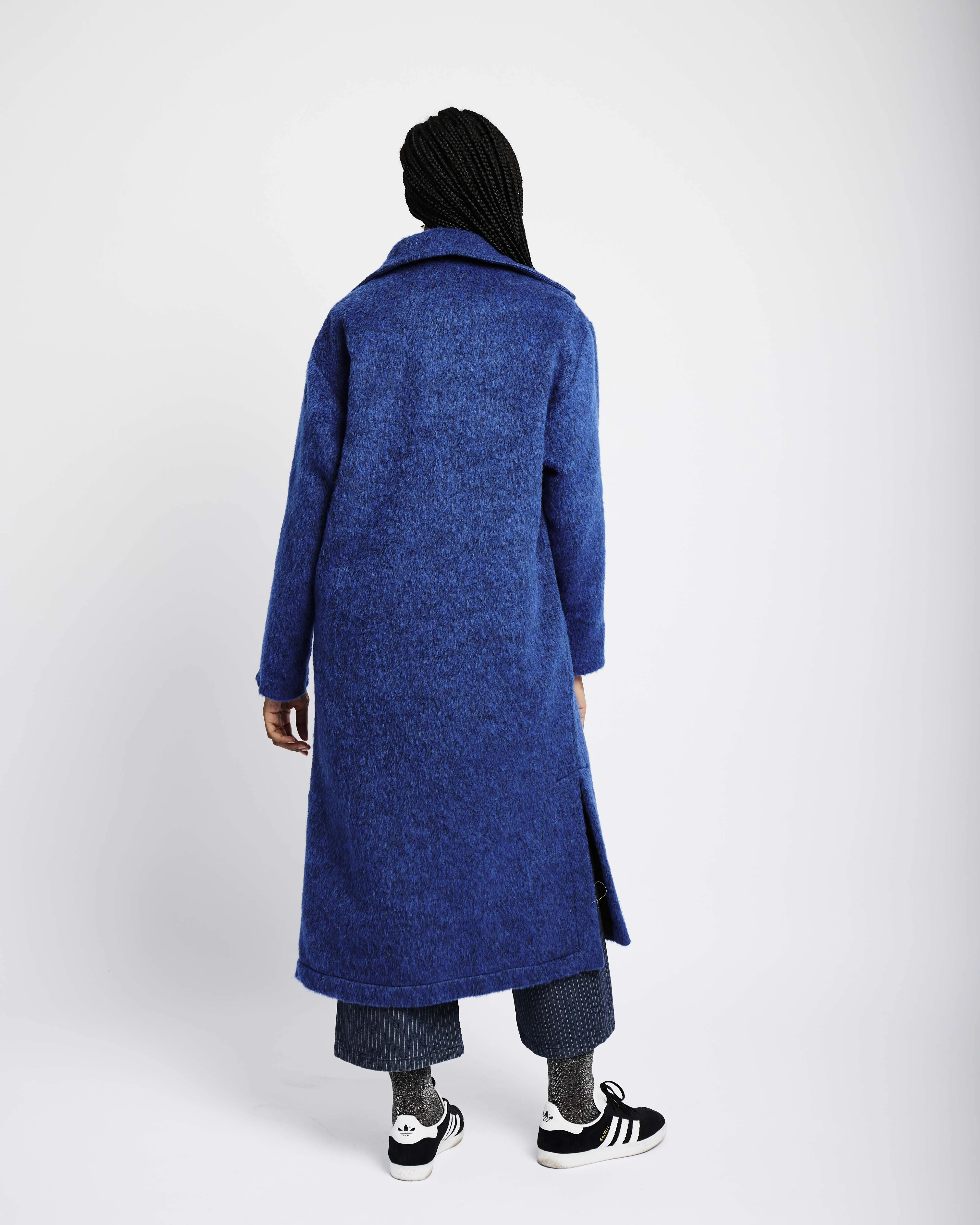 Mohair Melton Coat in Blue