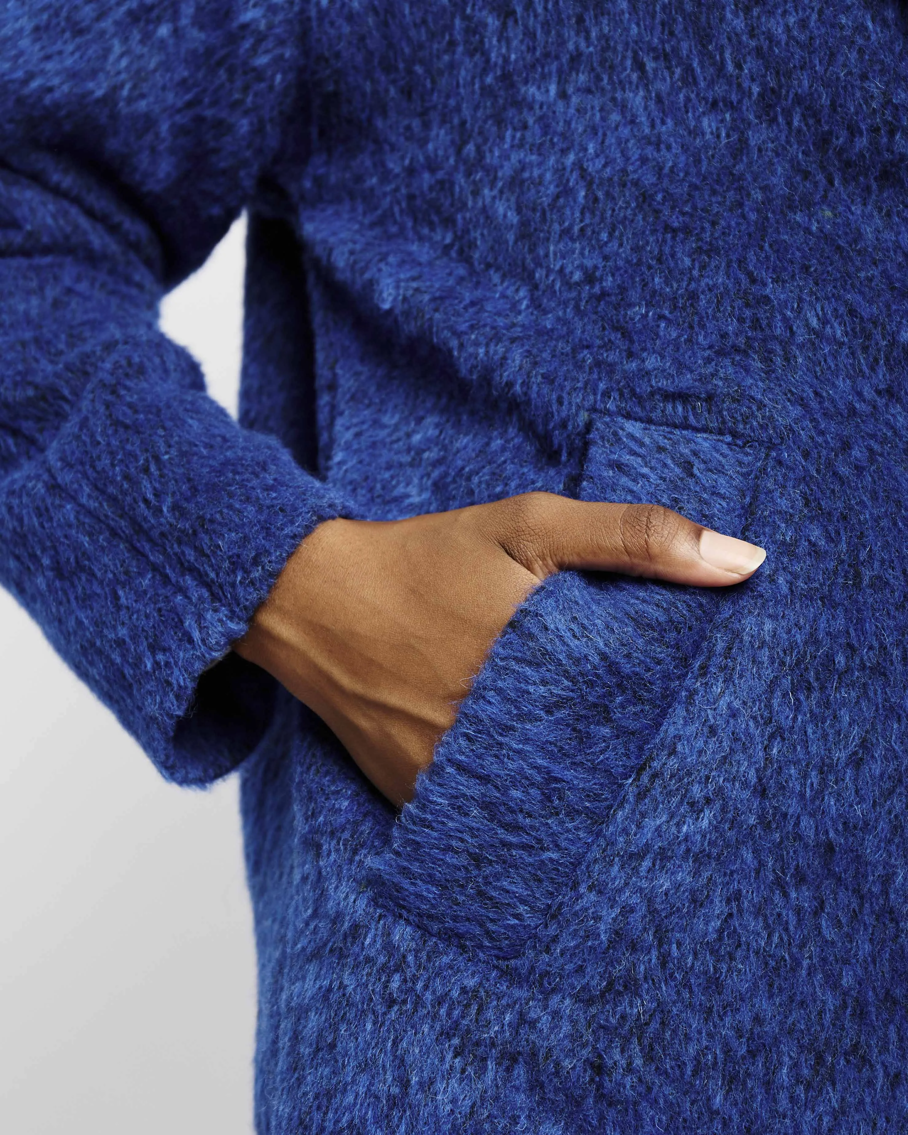 Mohair Melton Coat in Blue