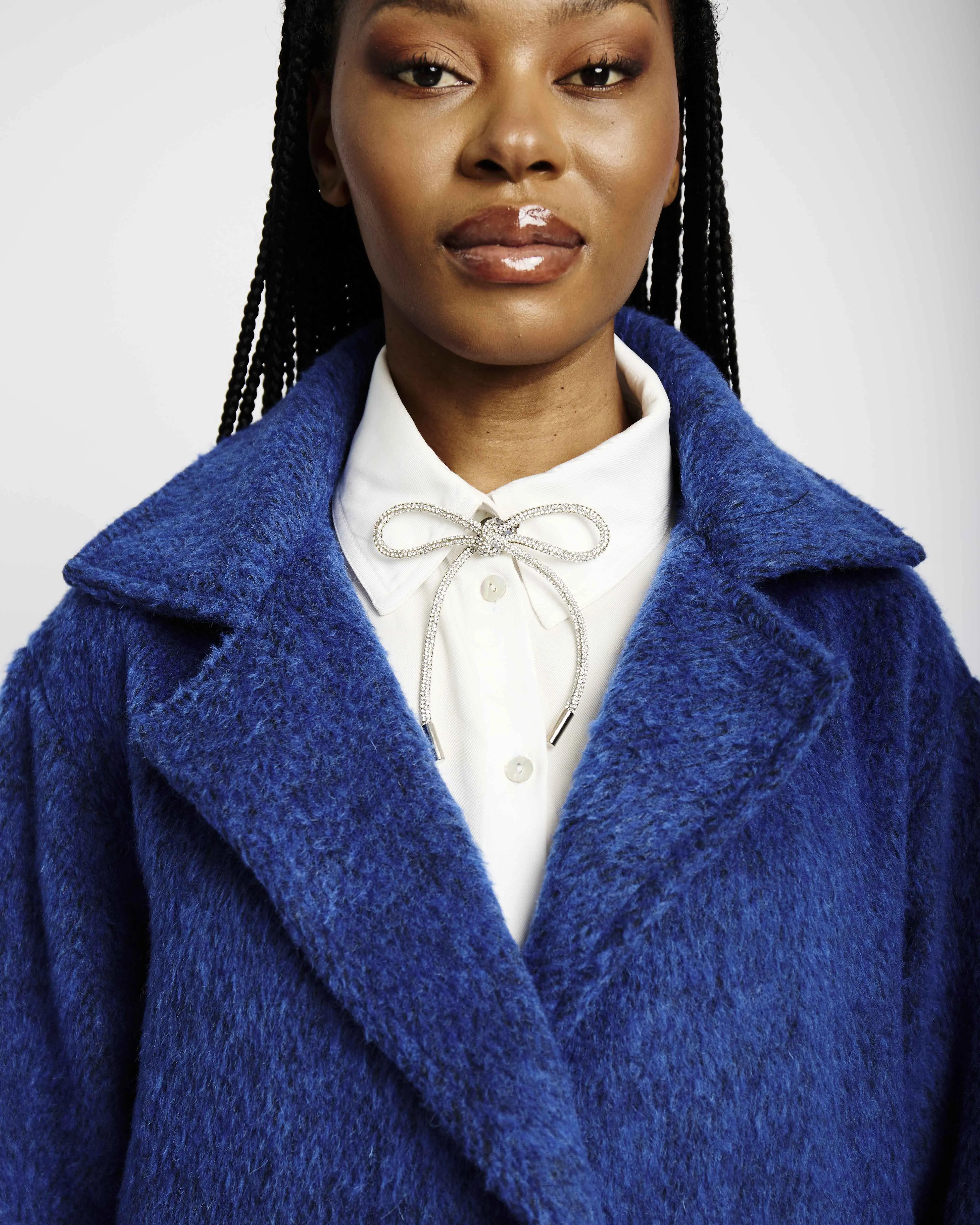 Mohair Melton Coat in Blue