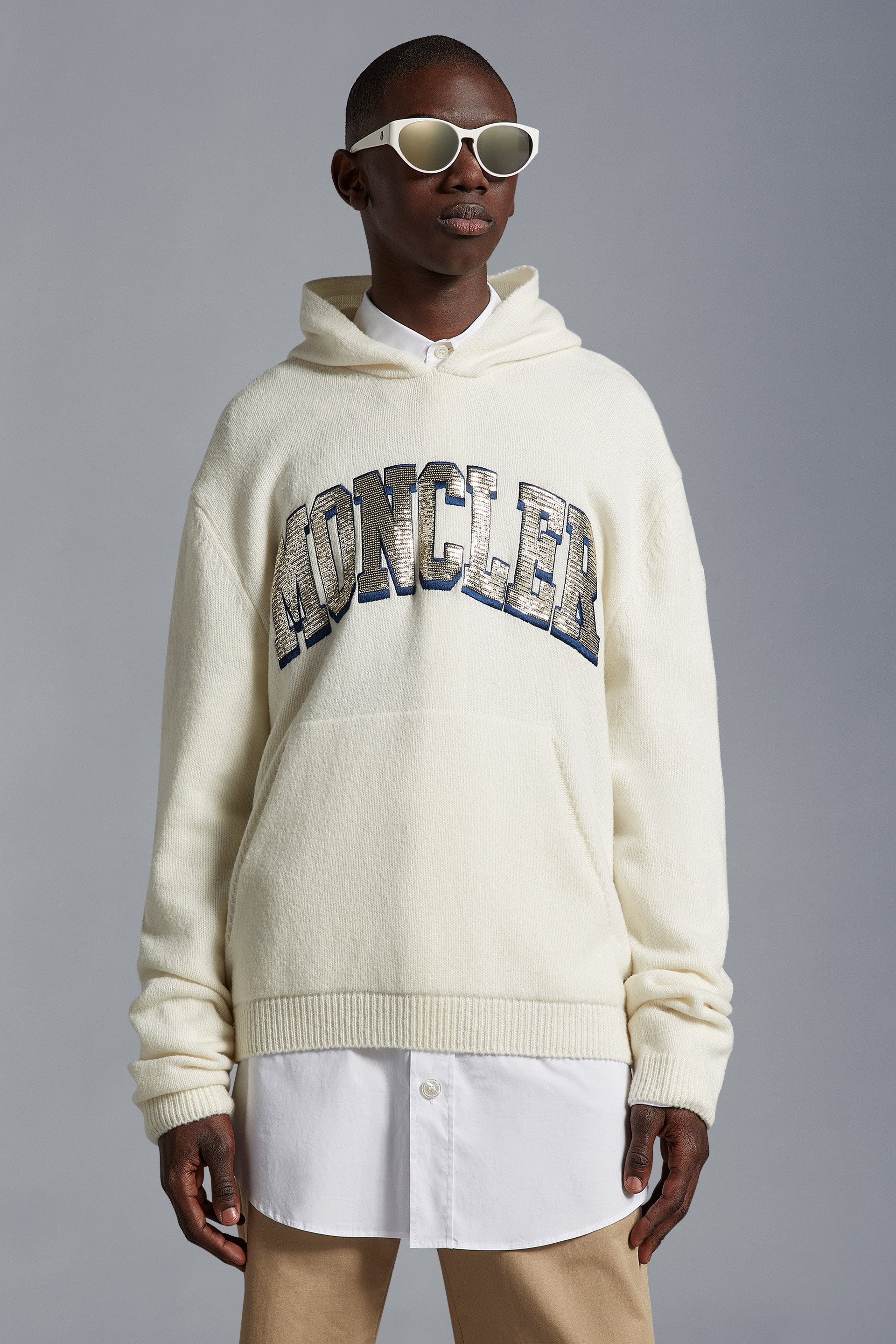 MONCLER  |Sequin-Embroidered Logo Hoodie