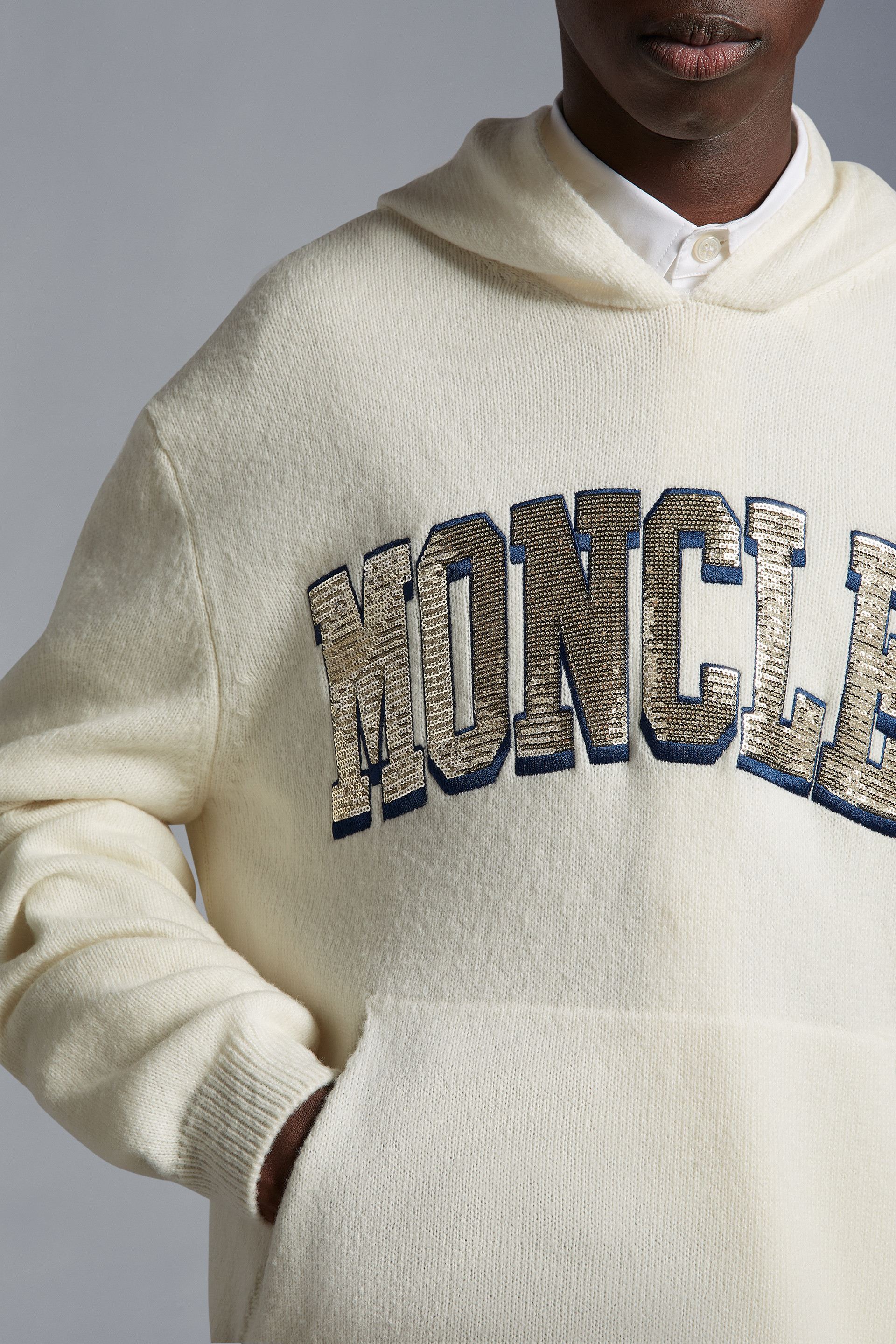 MONCLER  |Sequin-Embroidered Logo Hoodie