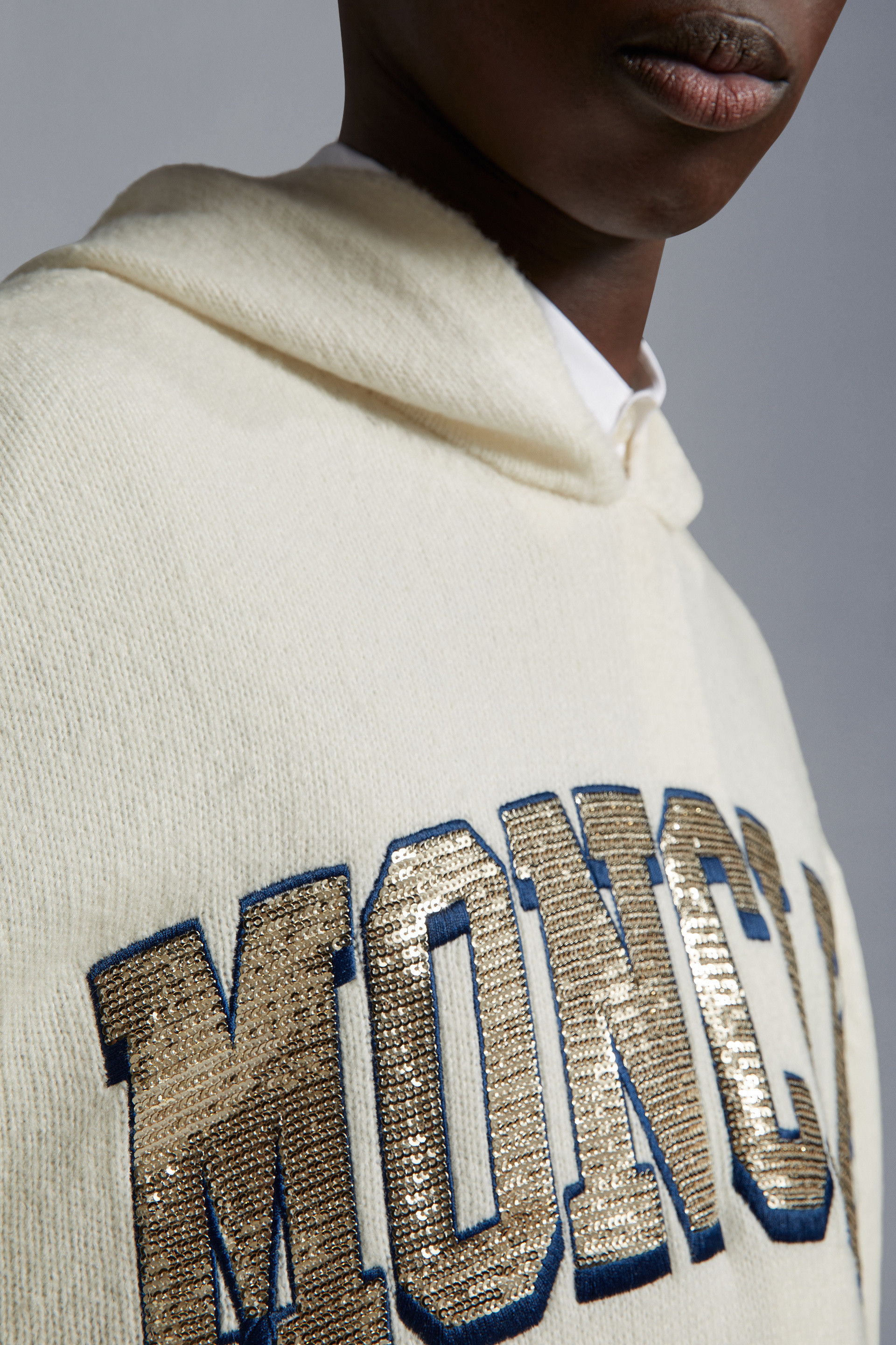 MONCLER  |Sequin-Embroidered Logo Hoodie