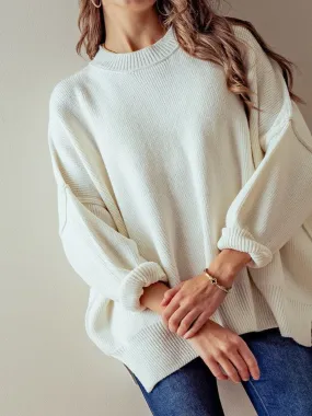 MONIQUE PULLOVER SWEATER-BEIGE