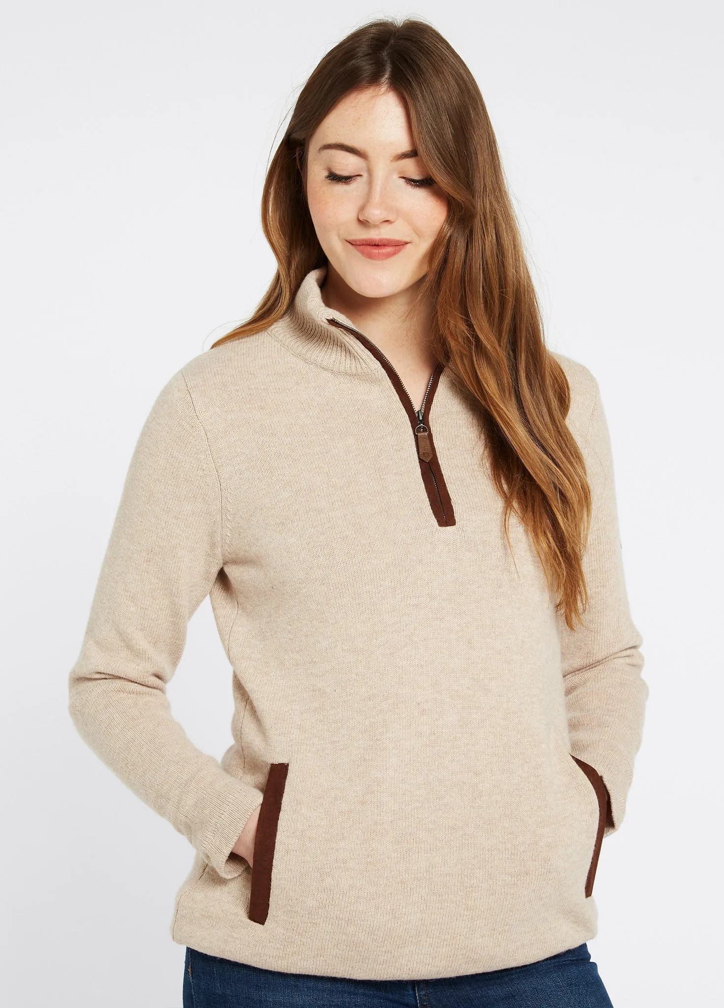 Morrisey Zip Neck Sweater - Oat