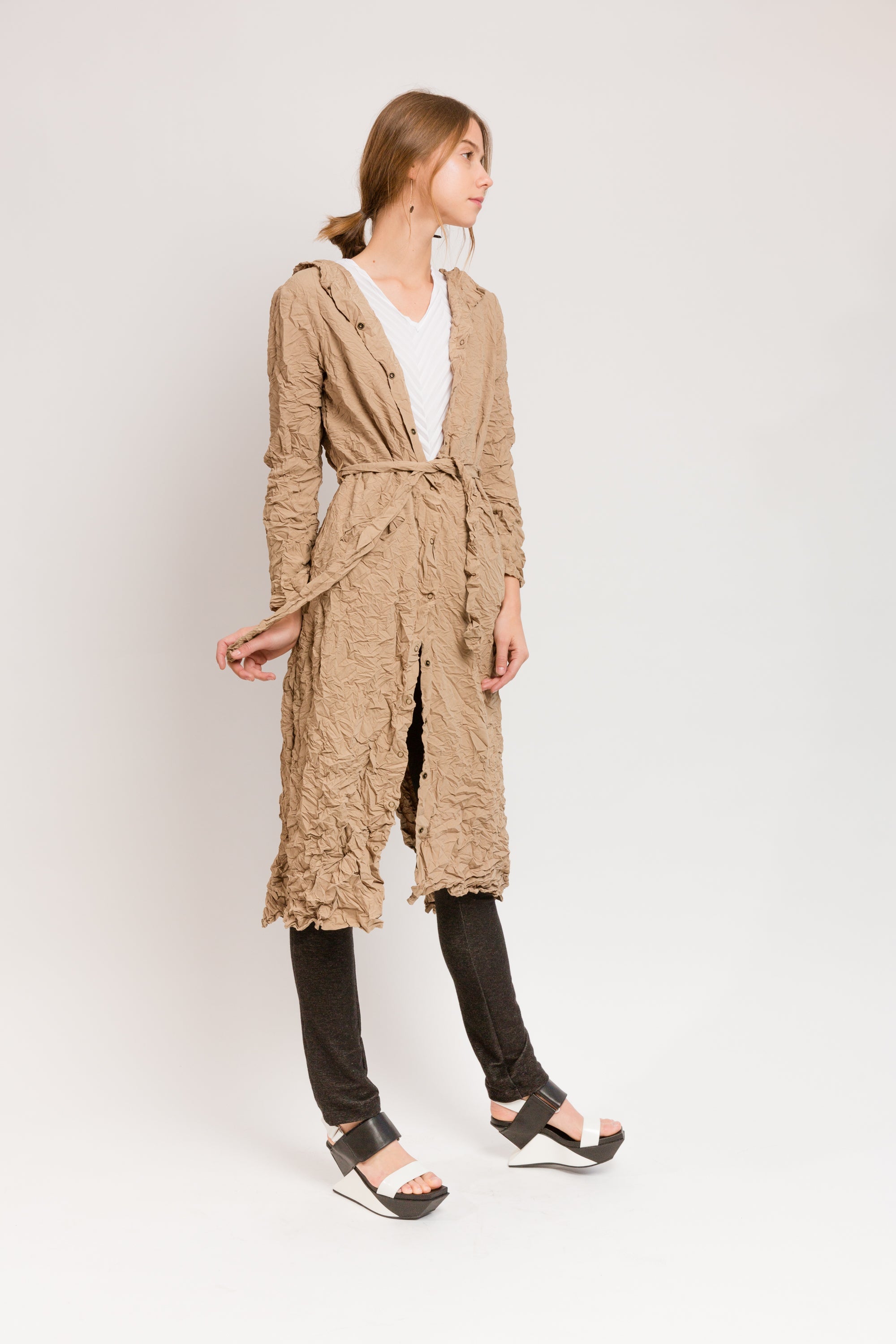 Moth Hooded Trench Coat | Khaki