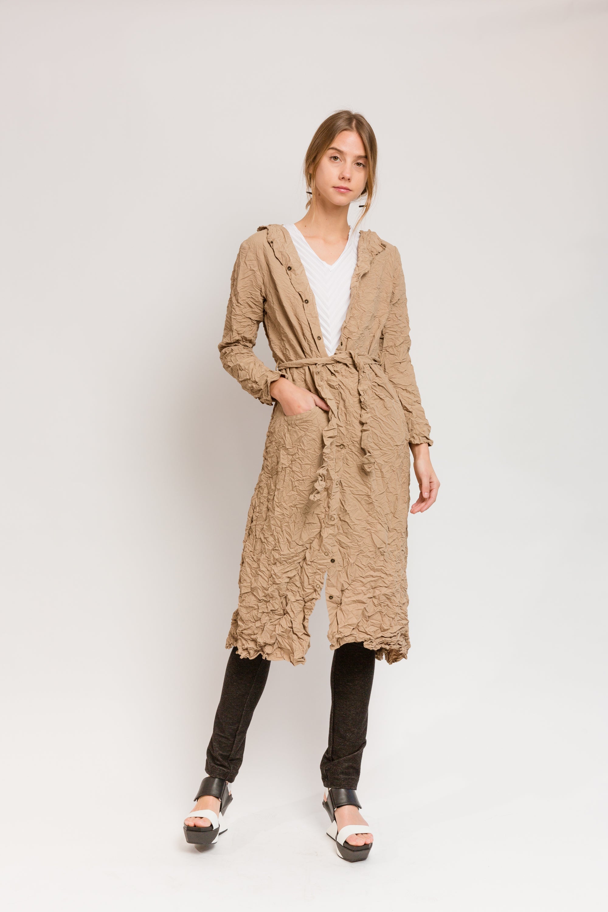 Moth Hooded Trench Coat | Khaki