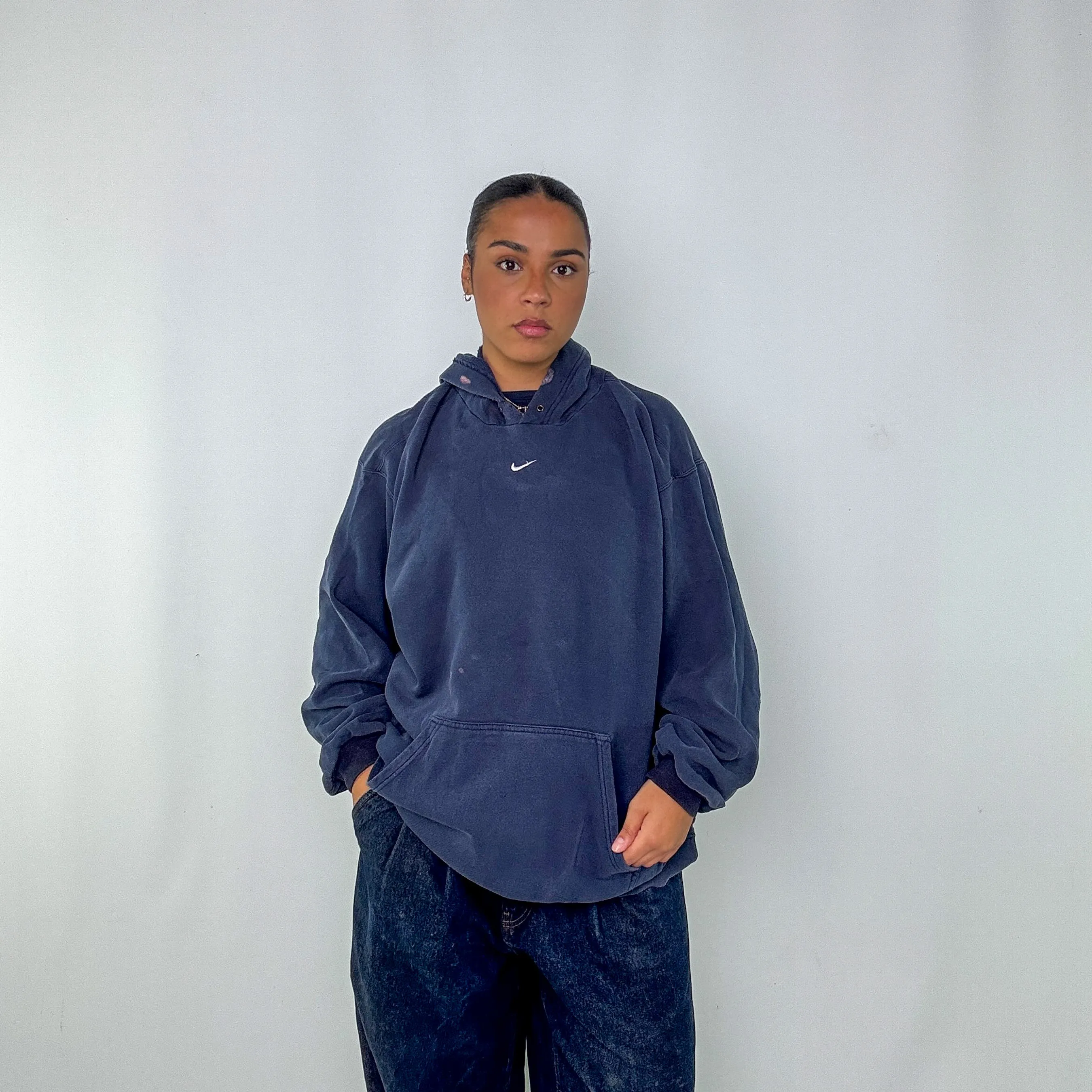 Navy Blue 90s Nike Hoodie (XL)