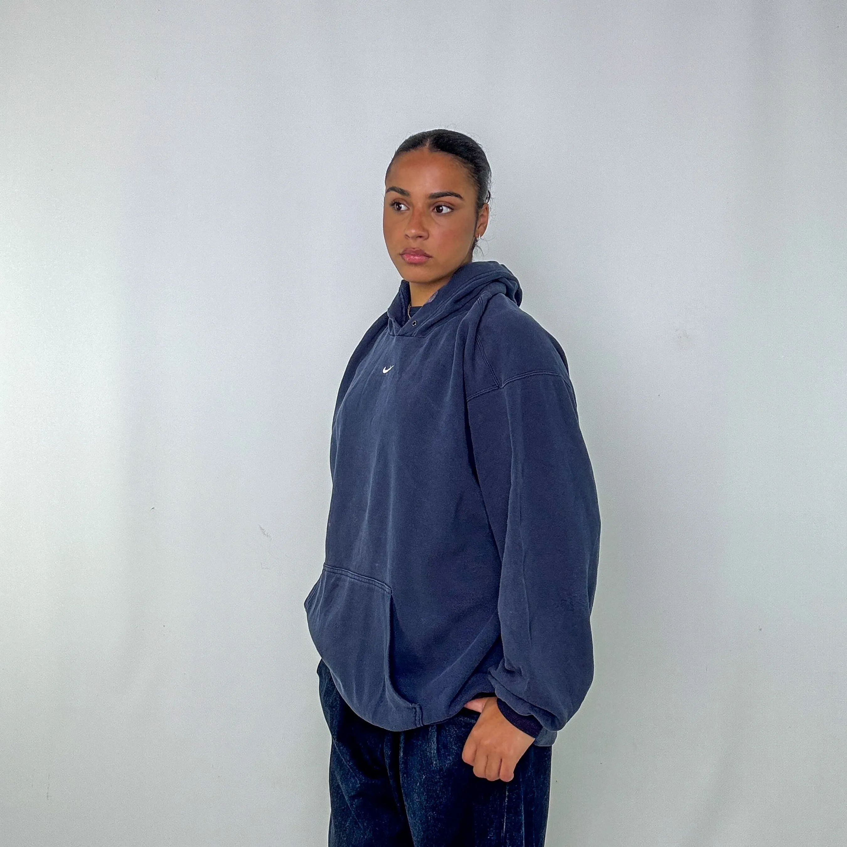 Navy Blue 90s Nike Hoodie (XL)