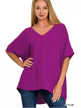 New Beginnings V-Neck Dolman Top  Light Plum