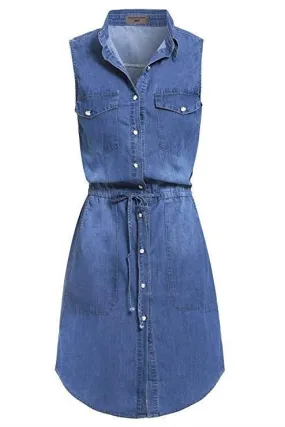 NEW Women Longline Denim Shirt Dress Ladies Jean Dresses Size 8 10 12 14