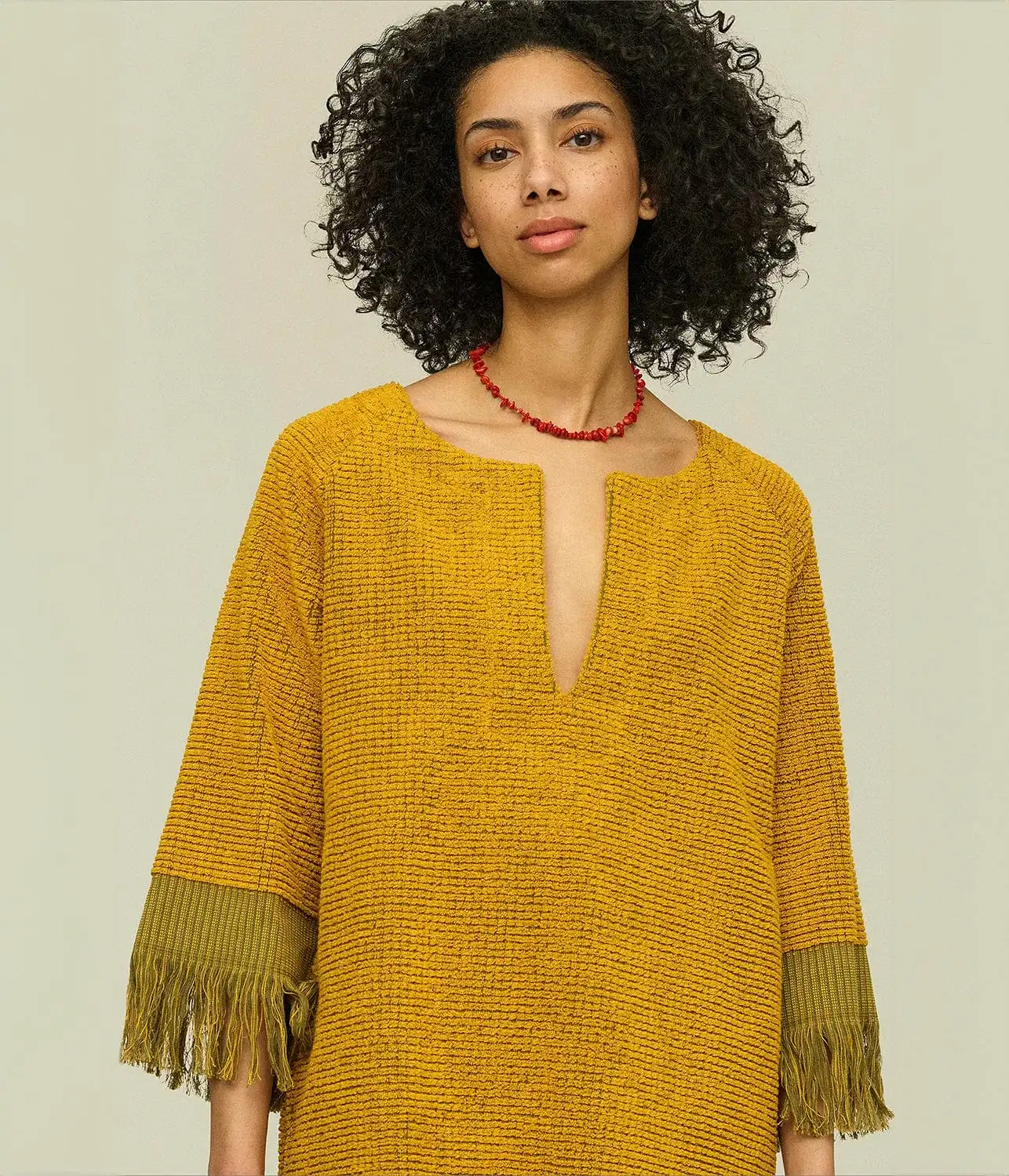 ODILIA TERRY DRESS- MUSTARD