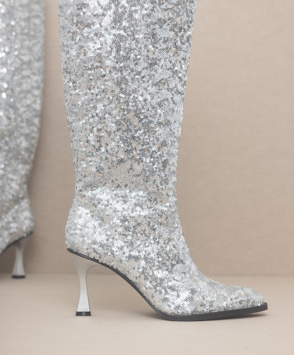 OMG Sugar Jewel - Knee High Sequin Boots