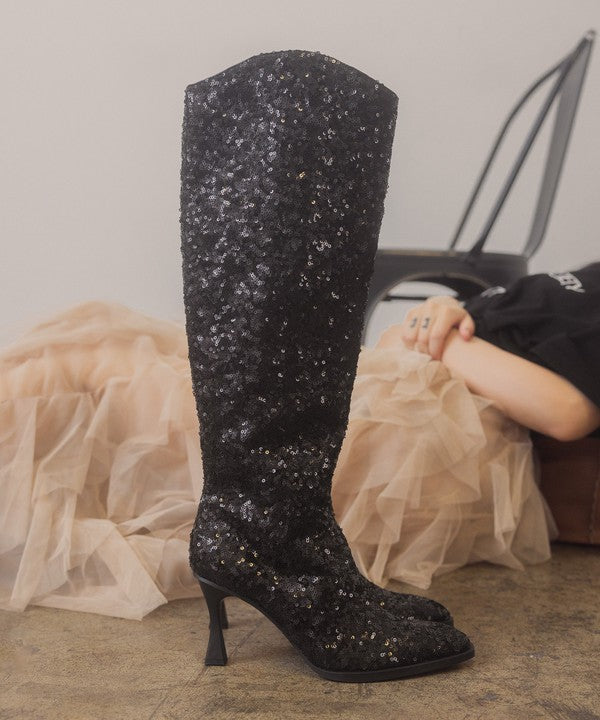 OMG Sugar Jewel - Knee High Sequin Boots