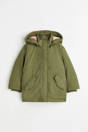 Padded nylon parka - Long sleeve - Dark olive green - Kids | H&M GB