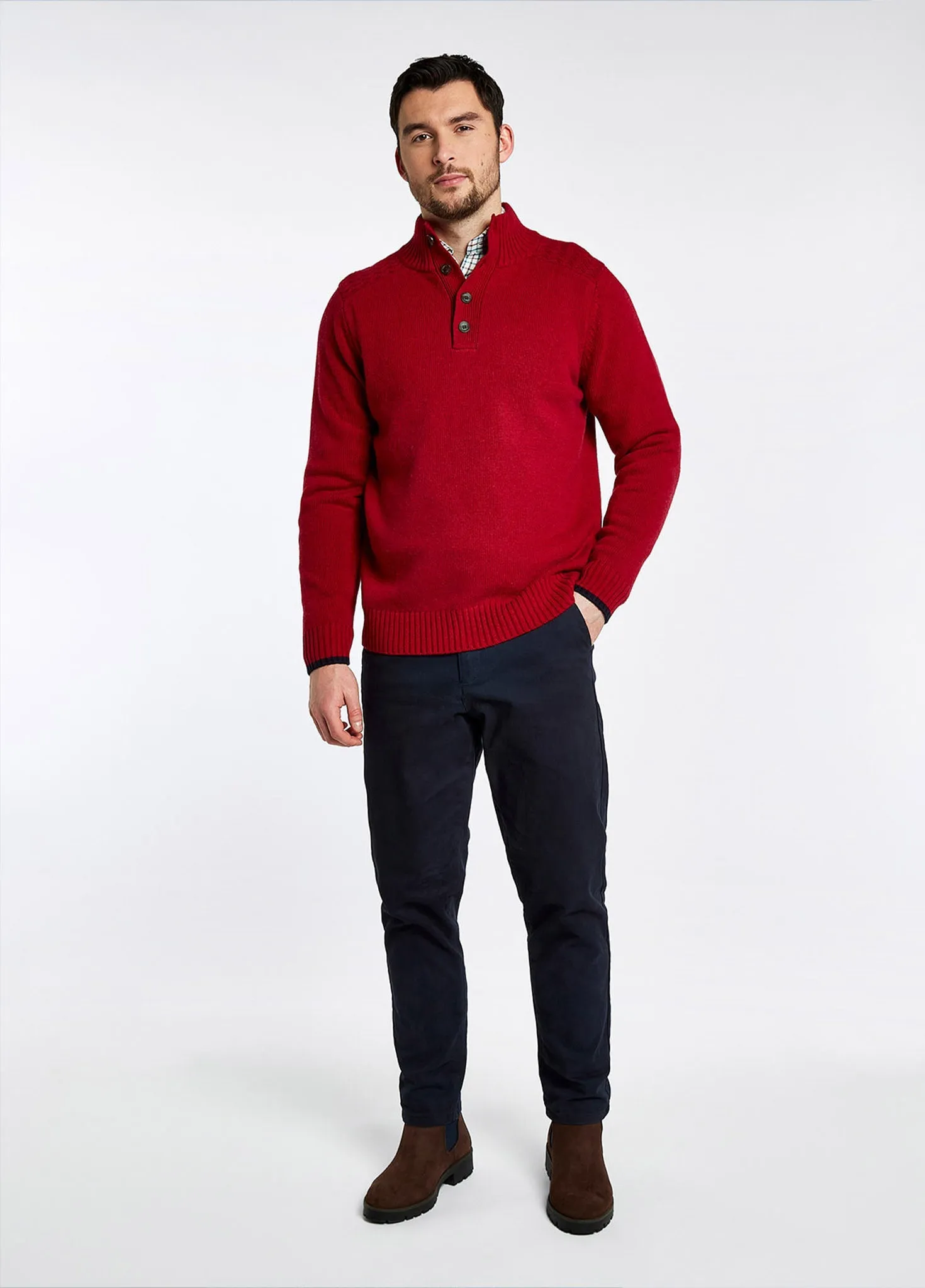 Parkplace Button Neck Sweater - Cardinal