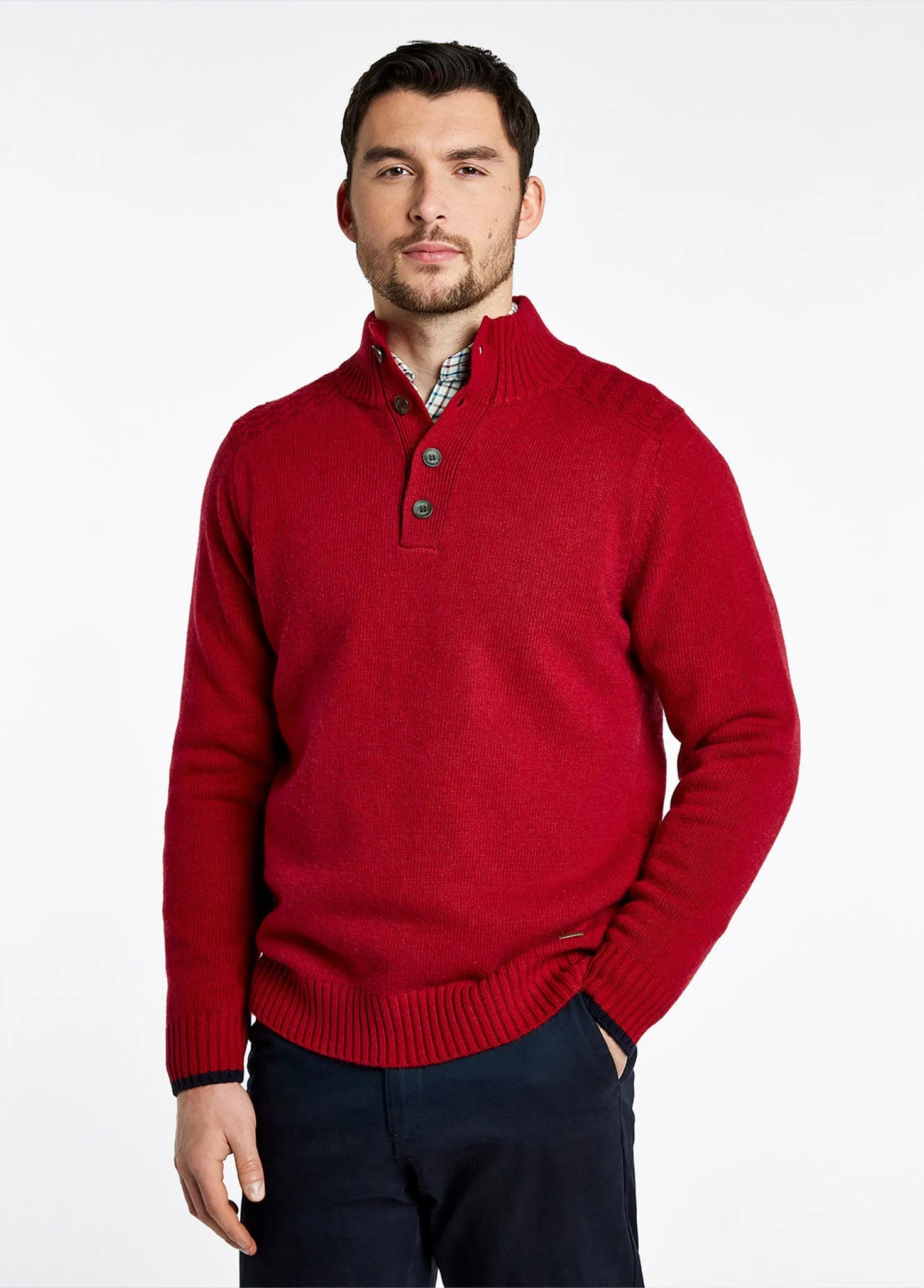 Parkplace Button Neck Sweater - Cardinal